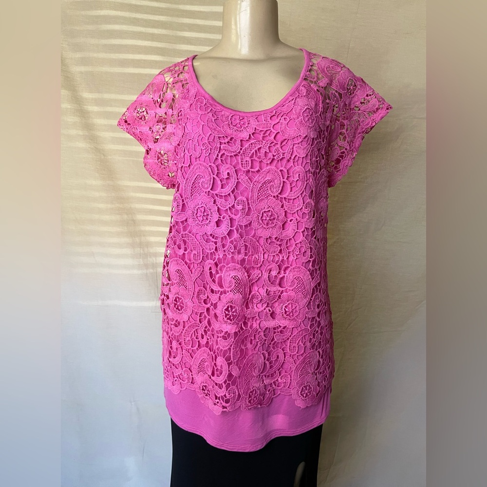 Melissa Paige Vibrant Pink Lace Top
